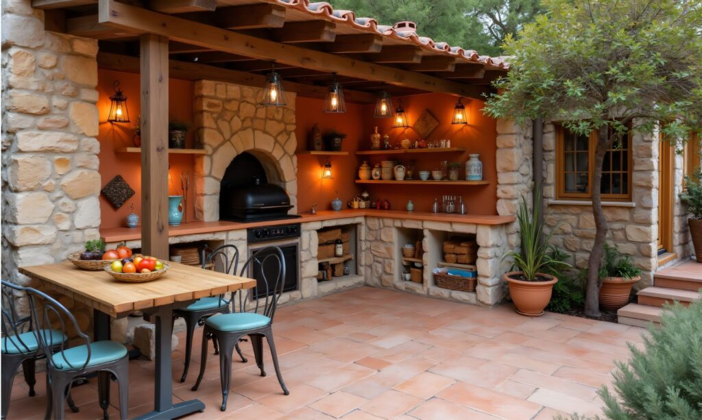 Eine mediterrane Outdoor Küche.