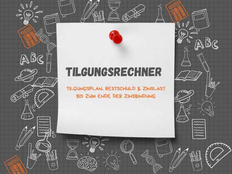 Tilgungsrechner: Berechne Monatsrate, Zins/Tilgungsanteil, Restschuld zur Zinsbindung und theoretische Gesamtlaufzeit. Mit optionaler Sondertilgung & CSV-Export.