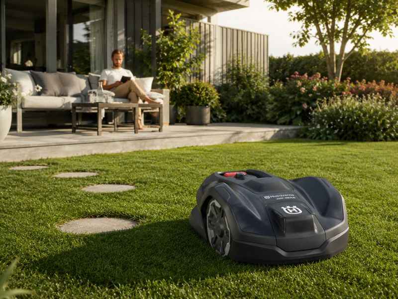 Husqvarna Automower 305E NERA mit präzisem Kanten­schnitt für Rasenflächen von bis zu 900 m²