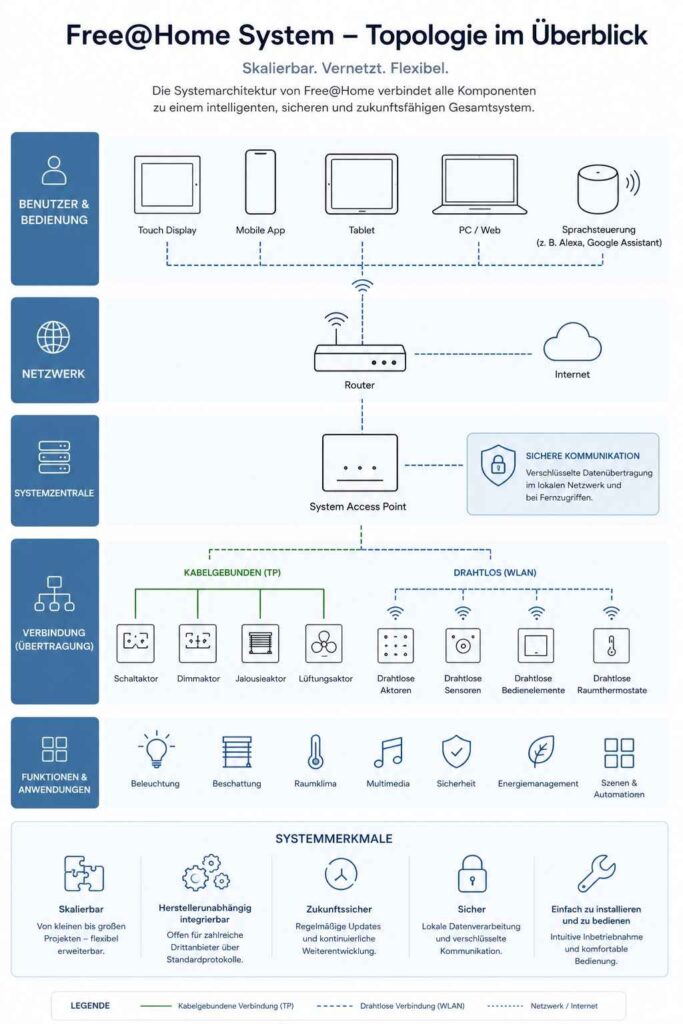 Busch Jäger free@home Infografik zur Topologie des Smart Home Systems
